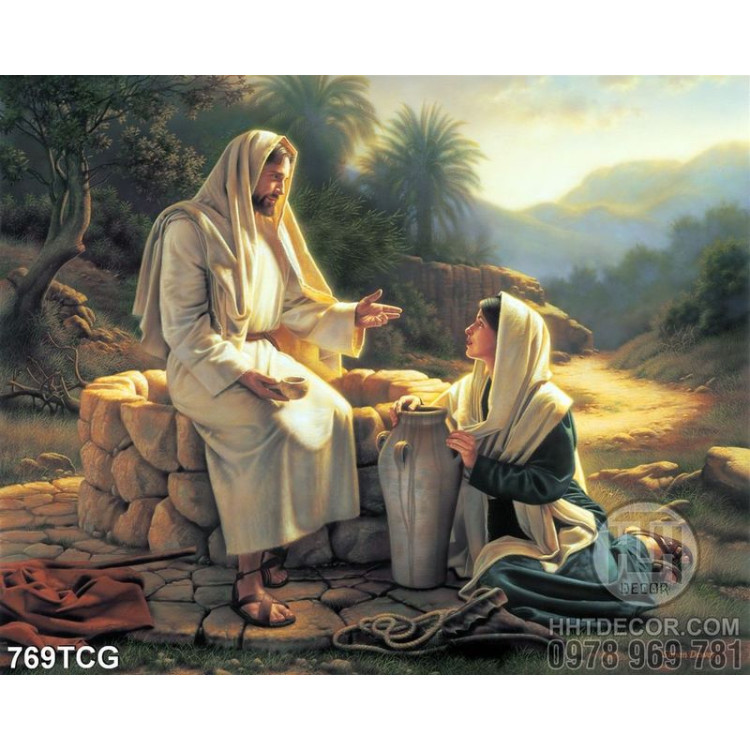 Tranh công giáo Chúa Jesus kể chuyện cho thần dân