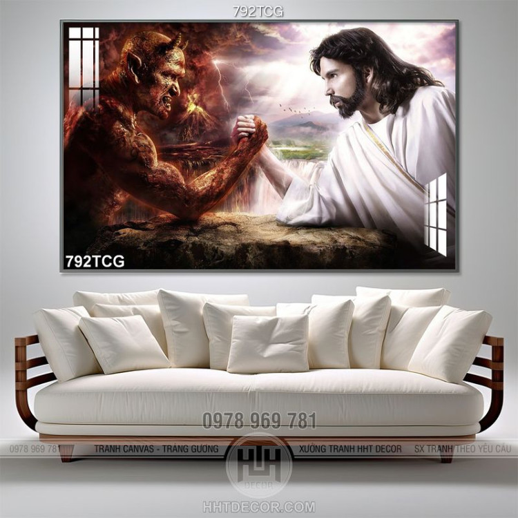 Tranh canvas Chúa Jesus và quỷ dữ