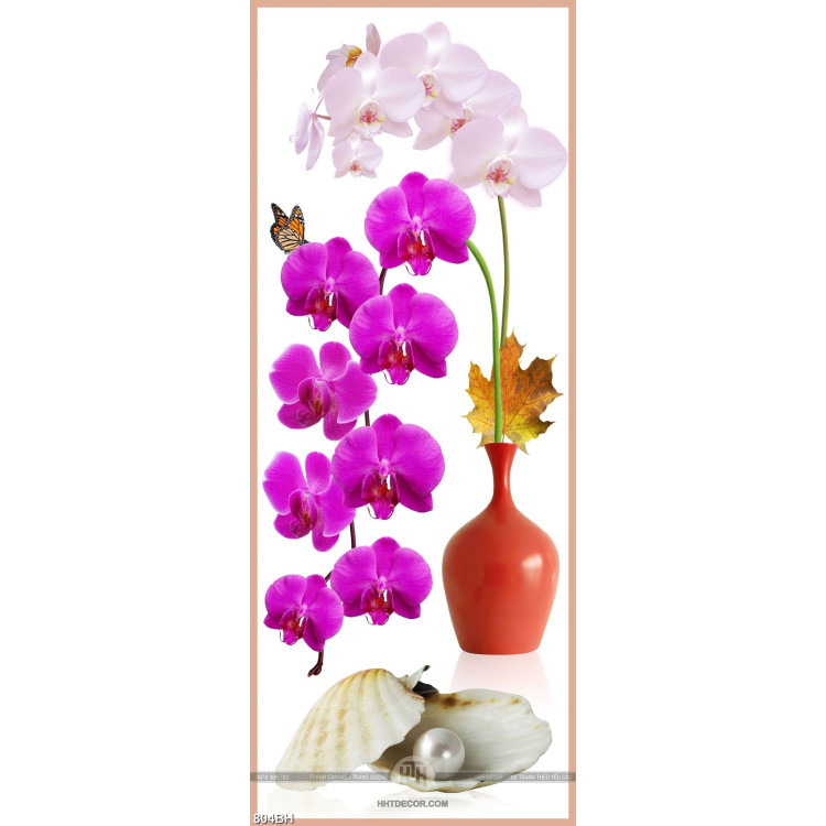 Tranh bình hoa nghệ thuật những nhành hoa phong lan tím
