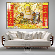 Tranh Phật Di Lặc bên rồng phụng đẹp nhất decor tường 