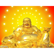 Tranh gắn tường Phật Di Lặc vàng in uv 
