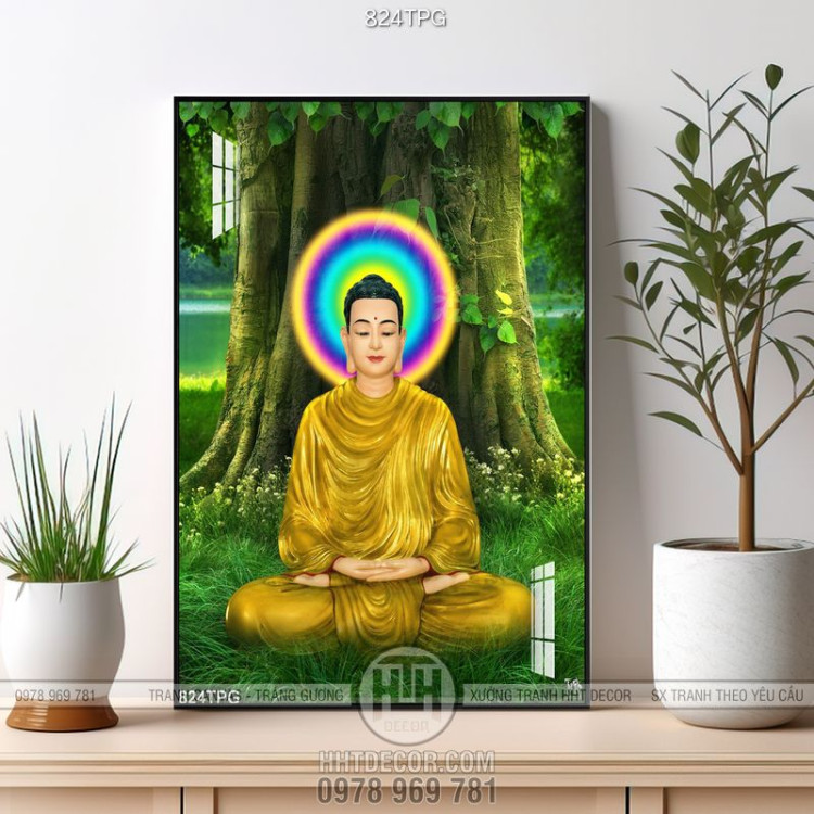 Tranh Phật dưới cây Bồ Đề