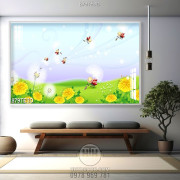 Tranh 3D trang trí tường đẹp hoa Cúc và ong chất lượng cao