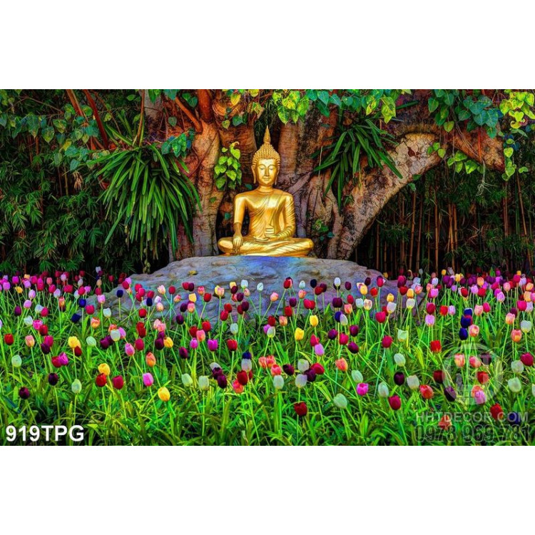 Tranh trang trí tượng Phật dưới cây Bồ Đề