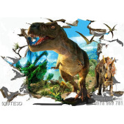 Tranh khủng long 3D trang trí tường phòng bé